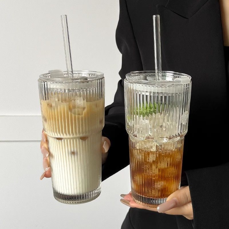 Glass Transparent Cup & Straw