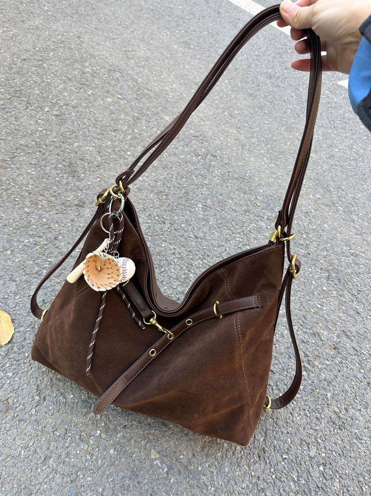 Reversible Suede & PU Large Tote Bag | 双面两用大容量托特包 - Image 3