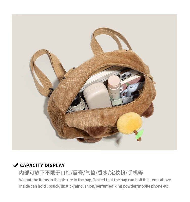 Capybara 可爱透明毛绒斜挎包 - Image 3